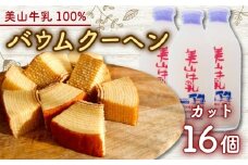 [№5334-0684]美山牛乳使用バームクーヘン カット16個　お菓子 バウムクーヘン スイーツ 京都府 南丹市