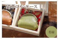 猪革コインケース：若緑 1個 柔らか 手のひらサイズ ポケットサイズ 猪革 イノシシ いのしし ジビエレザー 京都府 木津川市【079-07】