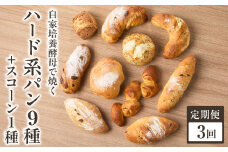 【全3回定期便】自家培養酵母で焼くハード系パン9種＋スコーン1種セット！ハード系 パン スコーン 自然素材「Boulangerie Faveur」京都府 木津川市【065-04-T02】