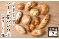 【全12回定期便】自家培養酵母で焼くハード系パン9種＋スコーン1種セット！ハード系 パン スコーン 自然素材「Boulangerie Faveur」京都府 木津川市【065-04-T04】
