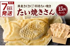 【スピード発送】最短7日以内発送！！薄皮さくさく羽付たい焼き たい焼きさん 15匹セット【101-02-S】