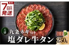 【スピード発送】 最短7日以内発送！！ 【大盛九条ネギ】 塩ダレ牛タン250g 最短 7日以内 スピード発送 薄切り タン 牛タン 九条ねぎ 味付きタン  焼くだけタン  簡単 焼肉 牛肉 京都府 木津川市 特製塩だれ 牛たん 小分け 【093-04-S】