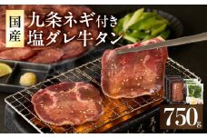 「京都人気焼肉店」貴重！塩ダレ国産牛タン 九条ネギレモン付き 750g 国産 牛タン 薄切り 九条ねぎ 味付き 塩だれ 焼肉 BBQ 冷凍 牛肉 国産 九条ネギ ふるさと納税 京都府 木津川市 焼くだけ タン塩 柔らかい 【093-41】