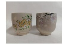 しだれ桜・山吹の湯呑セット 清水焼 八木海峰 海峰窯 陶器 陶芸 焼き物 食器 器 伝統 工芸品 ギフト 贈答 井手町 京都【065】