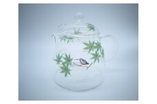 京絵付けガラスリーフティーポット 八木海峰 海峰窯 ガラス 絵付け ティーポット ポット 茶器 食器 器 日用品 伝統 工芸品 ギフト 贈答 井手町 京都【094】