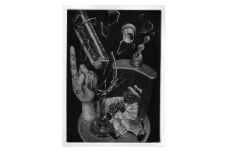 銅版画　～ご機嫌なテーブル～　（額縁入り）【145】