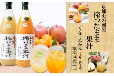 糖度14度以上　京都火の國屋搾ったまま果汁（リンゴ1本・みかん1本）〈無添加 生搾り 高濃度 果実 りんご リンゴ 林檎 みかん ミカン ジュース 果汁 飲料 果物〉  n0159a