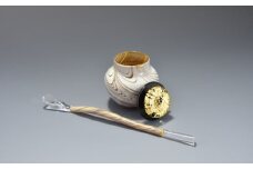 【京都 chico硝子意匠】高級ガラス工芸品　棗と茶杓セット〈硝子 高級 ガラス 棗 茶杓 セット 茶道 茶道具 ガラス作家 ガラス工芸 工芸品 雑貨〉  n0517