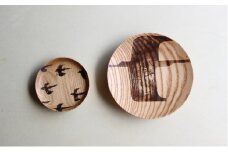 【宮内知子の木工作品】インテリアにも使える木工作家の漆で描いたお皿（大小サイズ各1枚） [№5299-0009]