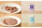 猪肉のペットフード、レトルトタイプ。カット肉（写真上）とミンチ。