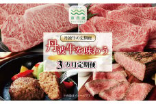 【3回定期便】丹波牛を味わう定期便 3カ月連続 定期便 ( 定期便 和牛 黒毛和牛 京都 丹波 丹波牛 牛肉 すき焼き 焼肉 ステーキ ローストビーフ 霜ふり 赤身 赤身肉 ) ※北海道・沖縄・その他離島への配送不可 [091IZ001R]  