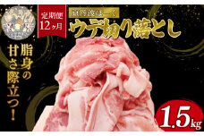 【12回定期便】京丹波ぽーく 切り落とし （うで肉） 1.5kg ×12カ月 合計18kg 12回 定期便 京都 京丹波町  国産 豚肉 京都ポーク ポーク オリジナル ブランド [156KT001R]