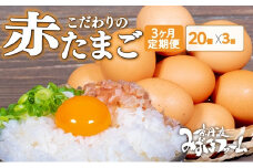 【定期便】赤たまご20個 3回 毎月 3カ月 定期  お届け こだわり卵 たまご 濃い 玉子 セット 玉子焼き 卵焼き オムレツ 卵かけご飯 ゆで卵 鶏卵 卵黄 ※北海道・東北・沖縄・その他離島は配送不可 [013MF001R]
