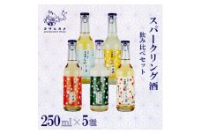 スパークリング酒 250ml×5種 (梅酒・すだち酒・りんご酒・なし酒・ゆず酒) 日本酒飲み比べ【1548596】
