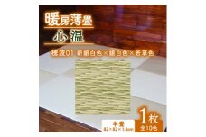 暖房薄畳 心温 1枚＜穂波01 新銀白色×銀白色×若草色＞ 年中使える和のホットカーペット【1557545】