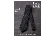 ＜手織りネクタイ＞ブラック ラインドットタイ kuskafabric 丹後の絹織物＜高島屋選定品＞【1615604】