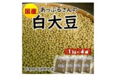 あっぷるさんの白大豆　京都府与謝野町の肥沃な大地で育った国産大豆　1kg×4袋【1625560】