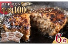 堺の技が光る無添加の牛肉100％ハンバーグ　6食セット