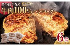 堺の技が光る無添加の牛肉100％ハンバーグ　6食セット