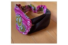 ターバン【生地A】ヘアバンド　カンガ　おしゃれ　かわいい　アジアンテイスト　エスニック　春夏秋冬　世界に一つだけ　オリジナル　アフリカケニア　子ども達　寄付