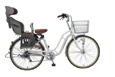 ヱビス自転車 子供乗せ自転車 26インチ ポニーテール266R シマノ製外装6段変速　電動なし（シマノ製ローラーブレーキ LEDオートライト）【本体ホワイト/子乗せグレージュ