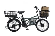 ヱビス自転車 ミニベロカーゴ電動アシスト自転車 GRC-515L-PET 20インチ シマノ製外装7段変速【本体：マットオリーブ×リュック：キャメル】