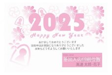 年賀状印刷 差出人印刷込み 20枚 お年玉付き（デザイン5：花ｘ古墳）