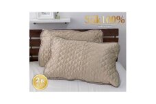 ＜Mサイズ 43×63cm＞美髪ケア シルク100%枕パッド　ベージュ2枚組　SSM-1M-2P [№5385-0697]