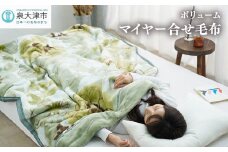 ボリューム マイヤー合せ毛布 シングル グリーン [4631]