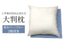 上半身が包み込まれる大判枕 枕カバー ブルー2枚付き[0377]