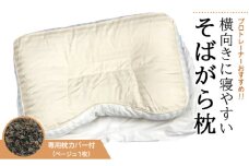プロトレーナーが薦める 横向きに寝やすいそばがら枕 専用ベージュ枕カバー付き[0257]