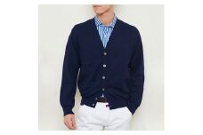日本製 カシミヤ100% カーディガン ネイビー 2Lサイズ [2525]