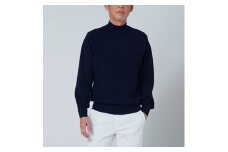 日本製 カシミヤ100% ハイネック ネイビー Lサイズ [2599]