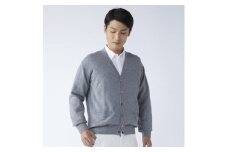 日本製 カシミヤ100% カーディガン ライトグレー 2Lサイズ [2612]
