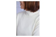 希少ベビーカシミヤ100％ 女性ハイネック セーター L ホワイト 1枚 20401L WH[0904]