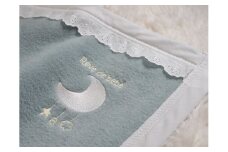 ベビー綿毛布 綿100% レース付刺繍入り アッシュグリーン｜贈答品 ギフト 誕生日プレゼント 贈り物 クリスマス ベビー キッズ N mkm100 [2451]