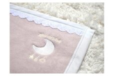 ベビー綿毛布 綿100% レース付刺繍入り ベージュピンク｜贈答品 ギフト 誕生日プレゼント 贈り物 クリスマス ベビー キッズ N mkm100 [2452]