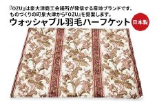 OZU ホワイトダックダウン50%入り ウォッシャブル羽毛ハーフケット 約100×150cm OZF-45 ピンク色 [1601]