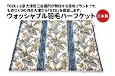 OZU ホワイトダックダウン50%入り ウォッシャブル羽毛ハーフケット 約100×150cm OZF-45 ブルー色 [1602]