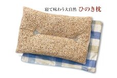 寝て味わう大自然 ひのき枕 ブルーチェック 枕カバー付き [2354]