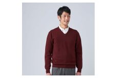 日本製 カシミヤ100% Vセーター ワイン Lサイズ [2631]