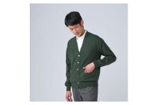 日本製 カシミヤ100% カーディガン グリーン Mサイズ [2638]