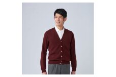 日本製 カシミヤ100% カーディガン ワイン Sサイズ [2641]
