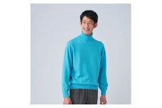 日本製 カシミヤ100% タートルネック ターコイズブルー Sサイズ [2657]