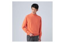 日本製 カシミヤ100% ハイネック オレンジ Lサイズ [2663]