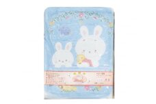 ベビー用 綿毛布 親子ウサギ 85×115cm ブルー 1枚 2110 [1927]