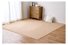 日本製 防炎 カーペット ベージュ 1枚 6帖 約261×352cm 600092660型 [2418]