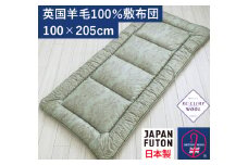 英国羊毛100%わた入り敷布団 敷ふとん シングル グリーン K04J37EW30SB [2732]