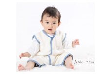 綿毛布スリーパー 2way仕様で暖か(Sサイズ) アイボリー×青 毛布の町(泉大津産) sleeper-s [3016]