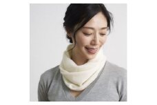 しあわせな気持ちになれる カシミヤショートスヌード (ホワイト) ｜カシミヤ100% カシミア スヌード ギフト プレゼント 贈り物 贈答 無地 単色 [3164]